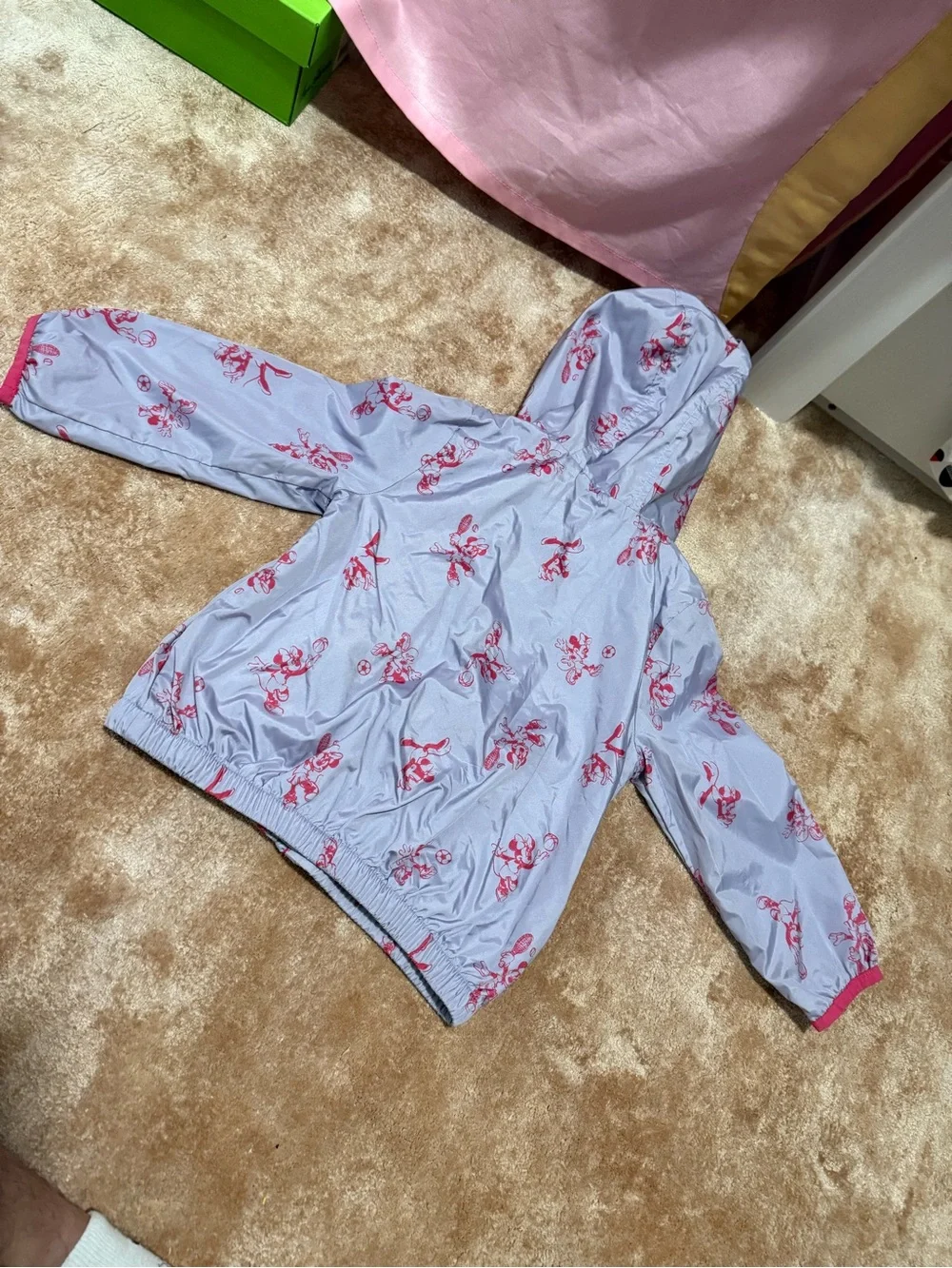 GAP Light Purple Floral Raincoat with Pink Trim